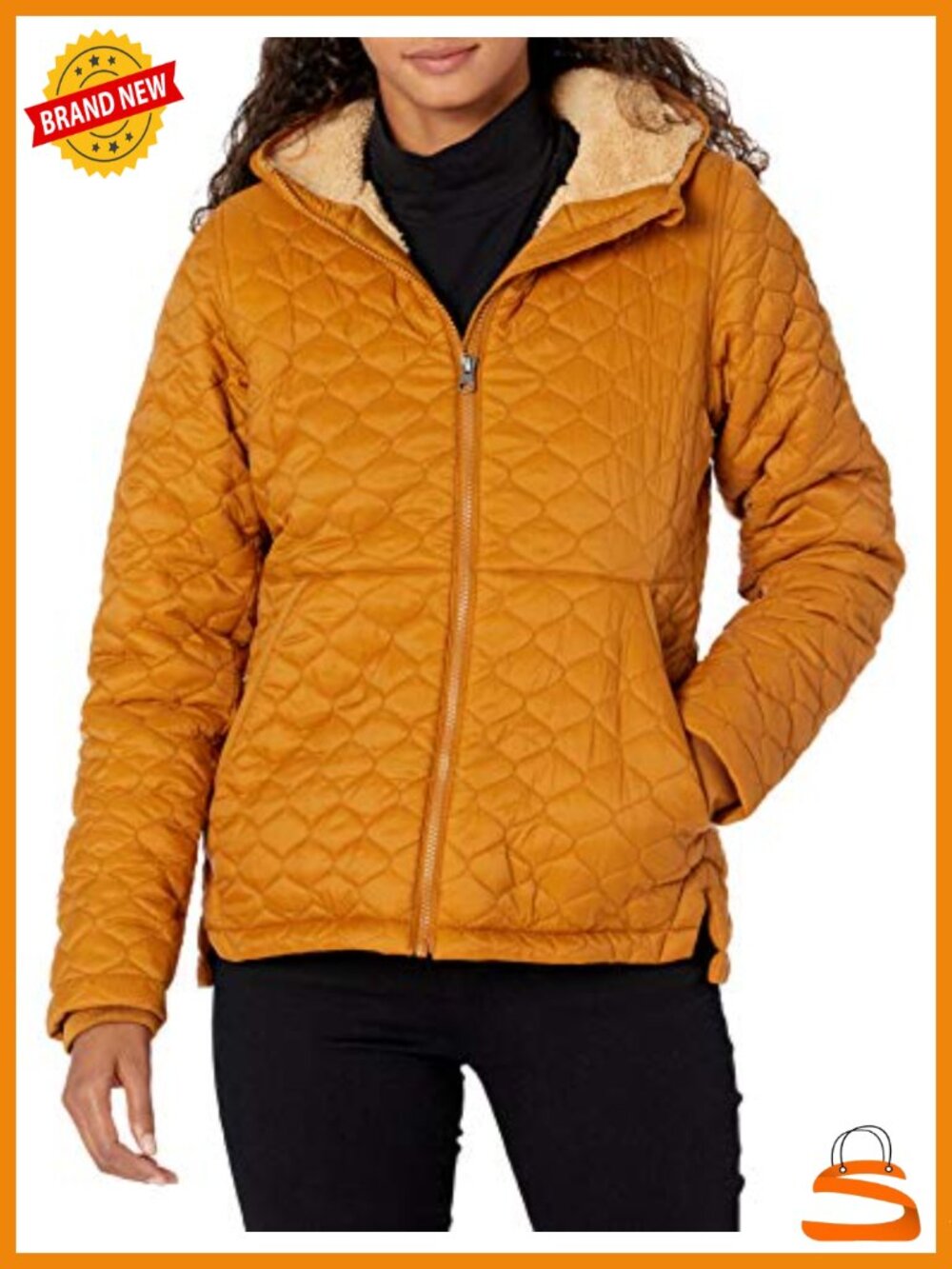 Women's Lightweight Quilted Puffer Jacket Sherpa-Lined Hooded